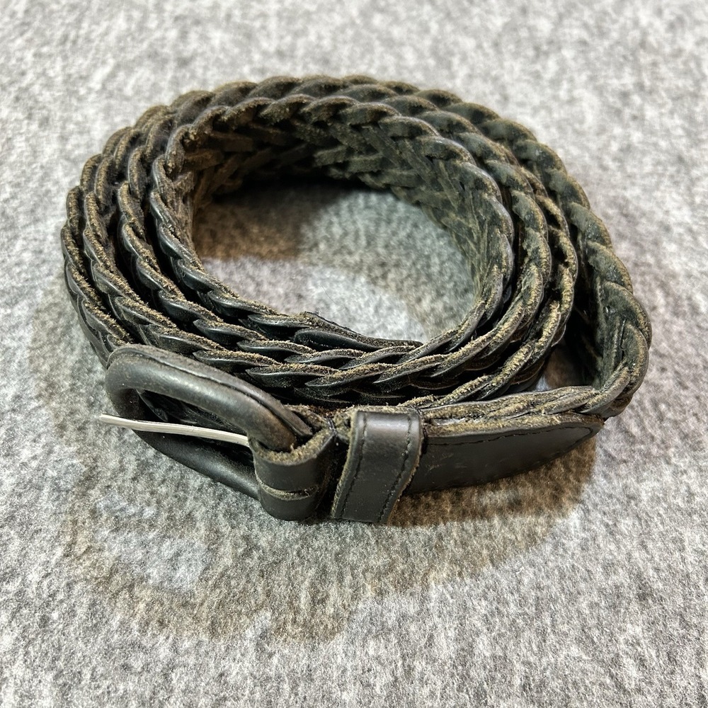 BLACK BRAIDED Leather BELT Oil Tanned Cowhide Made In ARGENTINA 47" Long
